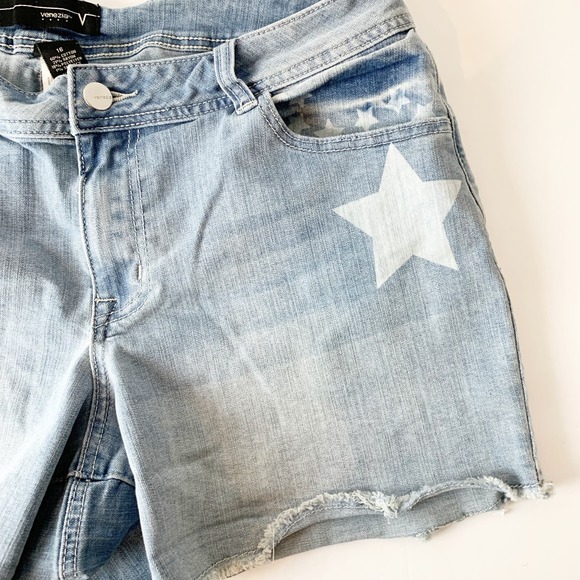 Venezia Lane Bryant Shorts Bermuda White Star Blue - Picture 1 of 6